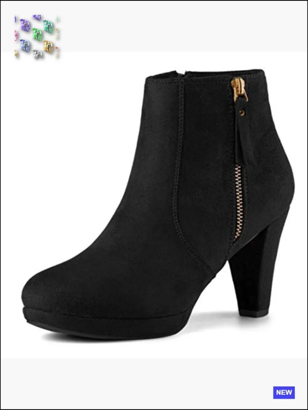 Chunky Heel Platform Ankle Boots Round Toe Side Zipper Padded Insole Party